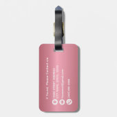 モダンスタイリッシュバラ金ゴールドブラッシュド金モノグラムの属 ラゲッジタグ (裏面縦)