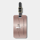 モダンスタイリッシュバラ金ゴールドブラッシュド金モノグラムの属 ラゲッジタグ (正面縦)