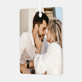 モダンスタイリッシュパーソナライズされたカスタムカップル写真 メタルオーナメント (正面左)