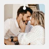 モダンスタイリッシュパーソナライズされたカスタムカップル写真 メタルオーナメント (正面)