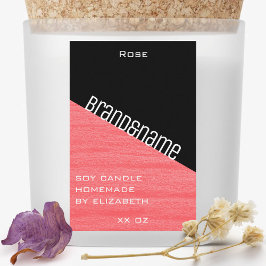 モダンスタイリッシュピンク黒2色キャンドル&キャンドル フードラベル