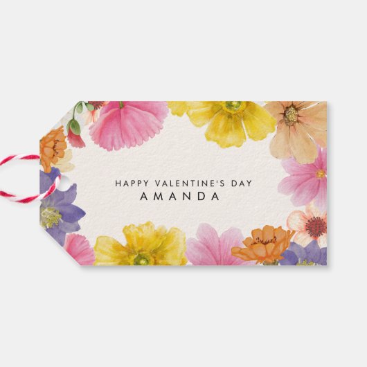 モダンスタイリッシュフローラバレンタインデーラベル ギフトタグ (裏面横)