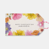 モダンスタイリッシュフローラバレンタインデーラベル ギフトタグ (正面(横))