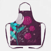 モダンスタイリッシュフローラパーソナライズされたスクリプト エプロン (正面)
