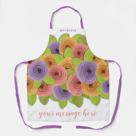 モダンスタイリッシュフローラパーソナライズされたスクリプト エプロン