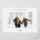 モダンスタイリッシュプレミアム写真メリーのクリスマス金ゴールド 箔シーズンカード (裏面)