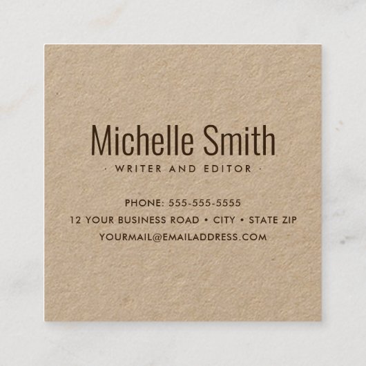 モダンスタイリッシュプロフェッショナルクラフト紙 スクエア名刺 (裏面)