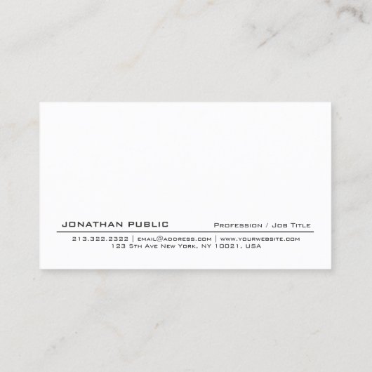 モダンスタイリッシュプロフェッショナル平白黒 名刺 (裏面)