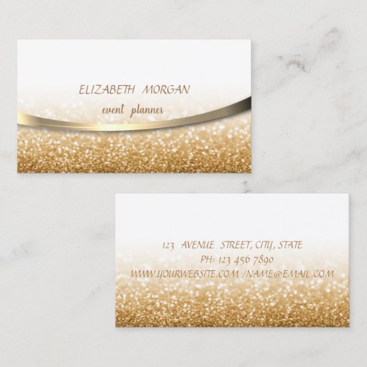 モダンスタイリッシュプロフェッショナル金ゴールドの輝き、《写真》ぼけ味 名刺 (正面/裏面)