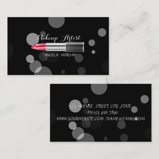 モダンスタイリッシュプロフェッショナル – メイクアップ – 口紅 名刺 (正面/裏面)