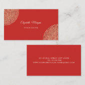 モダンスタイリッシュプロフェッショナル、赤、金ゴールドドット 名刺 (正面/裏面)