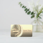 モダンスタイリッシュプロフェッショナル、金ゴールド、抽象芸術、唇 名刺 (スタンド正面)