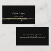 モダンスタイリッシュプロフェッショナル，黒，金ゴールドストライプ 名刺 (正面/裏面)