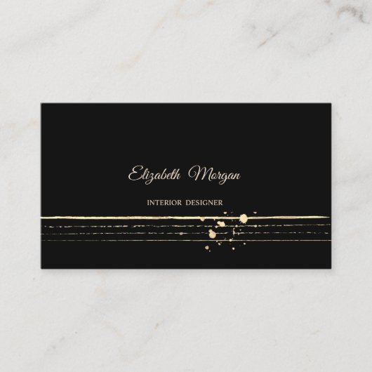 モダンスタイリッシュプロフェッショナル，黒，金ゴールドストライプ 名刺 (正面)