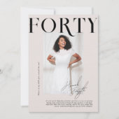 モダンスタイリッシュマガジン | 40歳の誕生日フォト 招待状 (正面)