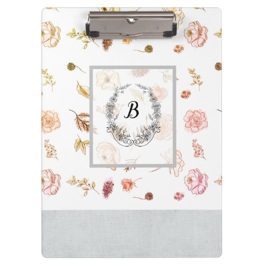 モダンスタイリッシュモノグラムガーリーパターン1974 クリップボード (正面)