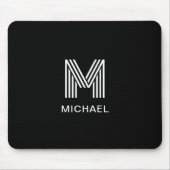 モダンスタイリッシュモノグラムシンプルお洒落黒 マウスパッド (正面)