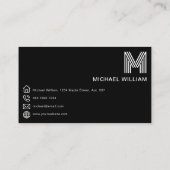 モダンスタイリッシュモノグラムシンプルお洒落黒 名刺 (裏面)