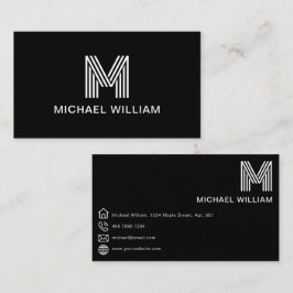 モダンスタイリッシュモノグラムシンプルお洒落黒 名刺