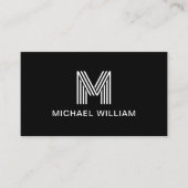 モダンスタイリッシュモノグラムシンプルお洒落黒 名刺 (正面)