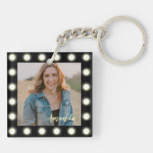 モダンスタイリッシュユニーク黒の正方形フォトフレーム キーホルダー (裏面)