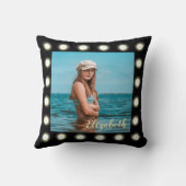 モダンスタイリッシュユニーク黒の正方形フォトフレーム クッション (裏面)