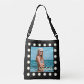 モダンスタイリッシュユニーク黒の正方形フォトフレーム クロスボディバッグ (裏面)
