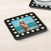 モダンスタイリッシュユニーク黒の正方形フォトフレーム コースター (左側)