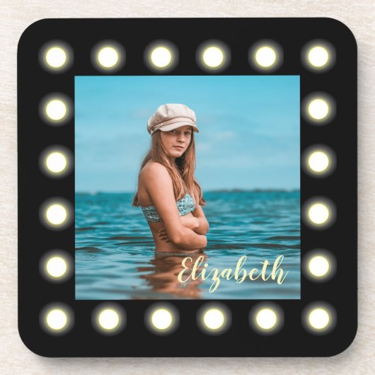 モダンスタイリッシュユニーク黒の正方形フォトフレーム コースター (正面)