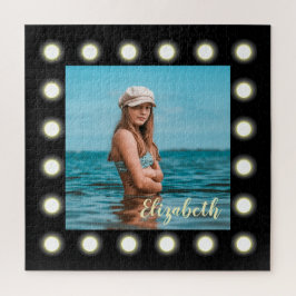 モダンスタイリッシュユニーク黒の正方形フォトフレーム ジグソーパズル