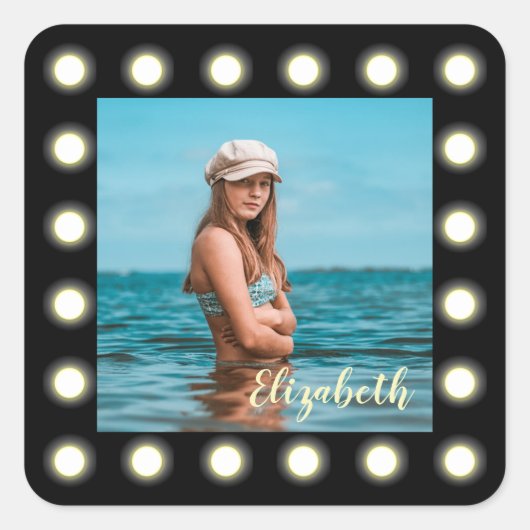 モダンスタイリッシュユニーク黒の正方形フォトフレーム スクエアシール (正面)