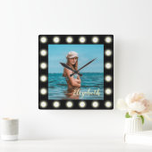 モダンスタイリッシュユニーク黒の正方形フォトフレーム スクエア壁時計 (ホーム)