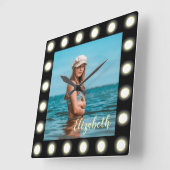 モダンスタイリッシュユニーク黒の正方形フォトフレーム スクエア壁時計 (傾斜)