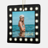 モダンスタイリッシュユニーク黒の正方形フォトフレーム セラミックオーナメント (左)