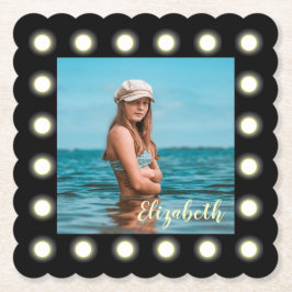 モダンスタイリッシュユニーク黒の正方形フォトフレーム ペーパーコースター