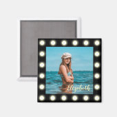 モダンスタイリッシュユニーク黒の正方形フォトフレーム マグネット (正面/裏面)