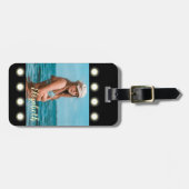 モダンスタイリッシュユニーク黒の正方形フォトフレーム ラゲッジタグ (正面横)