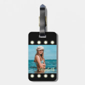 モダンスタイリッシュユニーク黒の正方形フォトフレーム ラゲッジタグ (裏面縦)