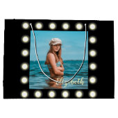 モダンスタイリッシュユニーク黒の正方形フォトフレーム ラージペーパーバッグ (裏面)