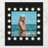 モダンスタイリッシュユニーク黒の正方形フォトフレーム ワインラベル (シングルラベル)