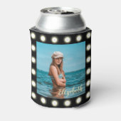 モダンスタイリッシュユニーク黒の正方形フォトフレーム 缶クーラー (缶裏面)