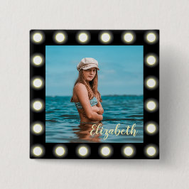 モダンスタイリッシュユニーク黒の正方形フォトフレーム 缶バッジ