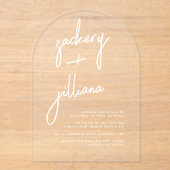 モダンスタイリッシュ名結婚白 アクリル招待状 (正面)