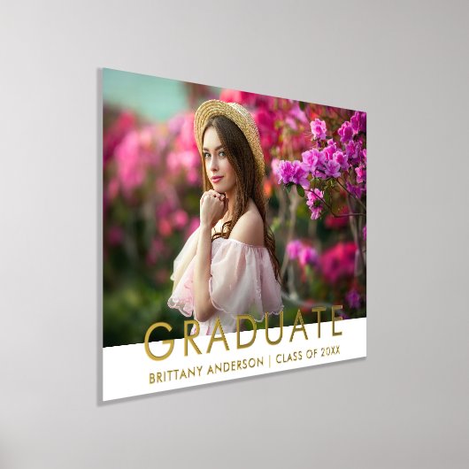 モダンスタイリッシュ大学院写真金ゴールド 箔ポスター (レイダウン)