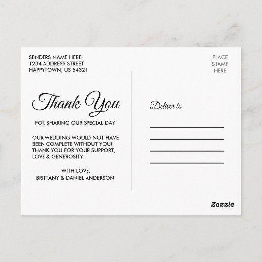 モダンスタイリッシュ感謝してい書の愛と結婚の ポストカード (裏面)