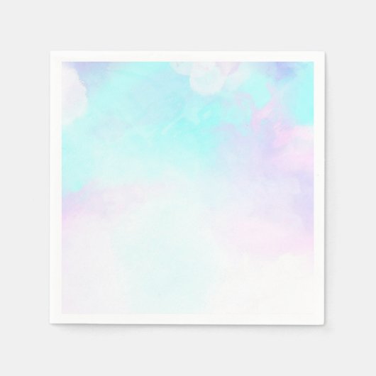 モダンスタイリッシュ抽象芸術ブルーとパープルの水色 スタンダードカクテルナプキン (正面)