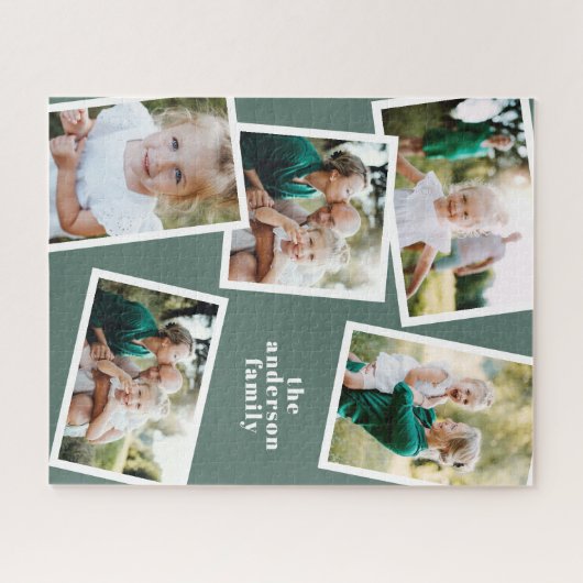 モダンスタイリッシュ数々の写真ファミリーのホームセージ緑 ジグソーパズル (横)