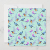 モダンスタイリッシュ水色結婚鳥 招待状 (裏面)