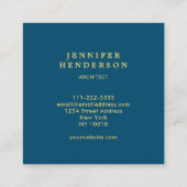 モダンスタイリッシュ海青金ゴールドプロフェッショナル スクエア名刺 (裏面)