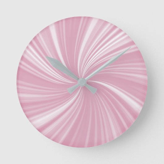 モダンスタイリッシュ淡い色のバラピンクラジアントツイストスタイル ラウンド壁時計 (正面)